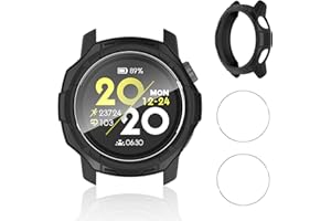 Aerku Hard Hülle Mit Displayschutzfolie Kompatibel mit COROS PACE 3 Folie, 9H Härte Schutzfolie für Panzerglas*2+Schwarz Vollschutz Kratzfest Schutzhülle Schutz Case*1