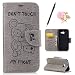 Produktbild Uposao Don't Touch My Phone Design für Samsung Galaxy A5 2017 Hüllen Hülle PU Leder Flip Case Cover Grau Drucken Messer Bär Muster im Bookstyle mit Klappbares Standfunktion Karteneinschub und Magnetverschluß Etui Tasche + Eingabestift + Blumen Staub-Stecker