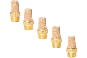 CNCTEC Silenziatore pneumatico in bronzo sinterizzato 1/4", set da 5 silenziatori ad aria compressa di qualità industriale (5, 1/4")