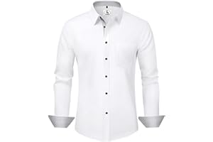KOSMEEU Hemd Herren Langarm Weißes Hemd Regular Fit Business Hemden Casual Herrenhemd Freizeithemden Anzugjacke Pflegeleicht Bügelleicht Anzug Oberhemden Anzughemd für Alltag Hochzeit Freizeit Party