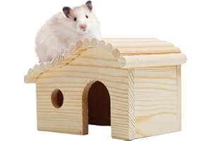 DiiWmme Casa de hámster de madera para conejillos de indias, casa de cobayas de madera, hábitats de casa de mascotas pequeñas, accesorio de jaula de conejo con ventanas, casa de madera para conejos