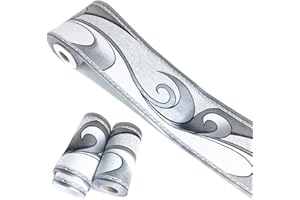 Meboom Royal Sticker mural décoratif avec motifs de vagues Gris argenté 10 cm x 10 m