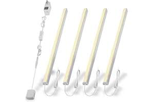 CEFRANK Éclairage LED Sous Meuble en V - 4 Barres Lumineuses 31cm, 1200 Lm (12W), 3000K (Blanc Chaud) - Design Élégant pour Armoires de Cuisine, Vitrines et Placards - Installation Facile & Éclairage Homogène