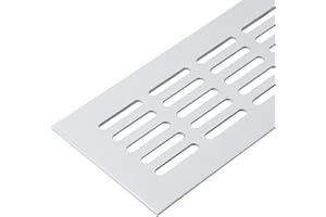 GEDOTEC Rejilla de ventilación para puerta, color blanco, de aluminio, rectangular, 800 x 80 mm, para muebles, de aluminio, para calefacción, pared, etc., fabricado en Alemania, 1 pieza