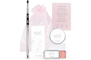 Niré Beauty Lip Care Set - Strawberry Lip Scrub Exfoliator, Natural Lip Balm, Pro Lip Brush with Gift Bag and Guide