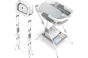COOSEYA 2 in 1 Bagnetto neonato con supporto, vaschetta da bagno con rete di sostegno per neonati e bambini piccoli, design multiuso e pieghevole per riporla facilmente, grigia