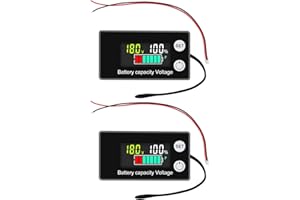 VOKTTA 2PCS Compteur de tension de capacité de la batterie avec température d'alarme 12V 24V 36V 48V 72V 84V, 8-100V LCD Digital Tension Power Interrupteur Car RV