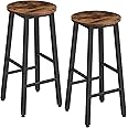 HOOBRO Bar Stools Set of 2, Kitchen Breakfast Bar Chiars, Industrial 63 cm Height Stools for Dining Room, Kitchen, Solid and Stable, Rustic Brown and Black EBF07BY01G1