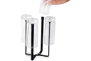 Galerie SV Flaschenabtropfgestell,Flaschentrockner und Abtropfständer 21.5x11.5cm Bottle Drying Rack Flaschenhalter für 4 Flaschen Faltbar MehrzweckstäNder für Die KüChe werden(Schwarz)