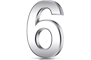 QUEEKAY 3 Inch 3D Mailbox Numbers Self Adhesive House Door Numbers Waterproof Address Numbers Door Street Number Stickers for House Mailbox Apartment Hotel Door Room, Silver (6)