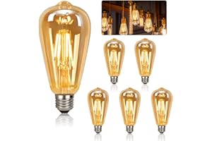 LOMUG Edison Vintage Glühbirne, 6er Pack Vintage Glühbirne E27, 4W LED Deko Glühbirne Vintage Antike Glühlampe Vintage Edison Warmweiß Retro Lampe für Nostalgie und Retro Beleuchtung im Haus Café Bar