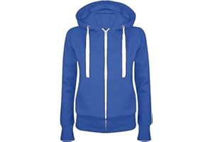 MASRIN Full Zip Felpa da donna in cotone con cappuccio, giacca mezza stagione, in tinta unita, giacca sportiva, per gli allenamenti, giacca leggera in stile college
