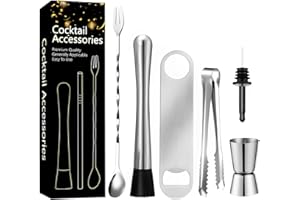 LROCOTANC Strumenti Professionali Per Cocktail (set da 6 pezzi),Pestello Cocktail, Misurino,Dosatore Cocktail,Bar spoon, accessori per cocktail, adatti per cucina, bar e ristoranti