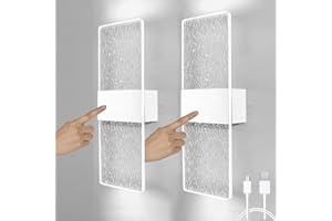 BOBOPAI Applique da Parete Batteria Ricarica USB, LED Lampada da Parete Tattile, Installazione Magnetica, Bianco Senza Fili Lampada da Comodino Interni con Interruttore, 6500K Luminosità Regolabile 2 Pezzi