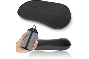 RANTIZON YUANYU Ultralight Camping Pillow, Compressible, Compact, Comfortable, Ergonomic Inflatable with Storage Bag, for Neck & Lumbar Support for Hiking, Camping, Traveling, Black Small Pillow, 44*28*11cm