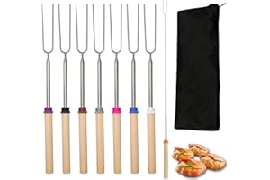 Fine jade2 Marshmallow teleskopowe szpikulce do grilla, widelec do grilla, szaszłyki, 31-81 cm, do grilla, kempingu, ogniska