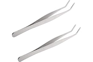 AOJE LINK-ELECTRIC Aoje-Link Stainless Steel Tweezers with Curved Serrated Tip Sewing Machine Electronic Repair Tweezers Pliers Multi-Purpose Tweezers Tool Pliers Silver 2pcs