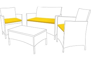 Gardenista Outdoor - Sitzkissen für Polyrattanmöbel | Gartenmöbelkissen | Gartenmöbelkissen | Wasserbeständige Polsterung für Terrassenmöbel | Leichte und haltbare Polsterung (Gelb)