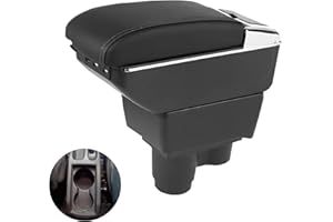 ZWPARTS Voiture Accoudoir pour 2019-2023 Dacia Duster II, Accoudoir Double Couche avec 7 Ports de Charge USB en Cuir PU Noir Console Centrale Boîte de Rangement Accoudoir Automobile