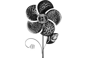 Ideen mit Herz Girandola in metallo, per il giardino, colore nero, scacciapensieri | decorazione da giardino | ideale per dipingere e decorare (design 6 | Ø 18 cm | altezza 50 cm)