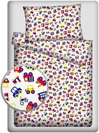 LHE 2 Piece Baby Bedding PRAM BASSINET CRADLE Duvet Set Super Soft 100% COTTON Oeko-Tex tested GREY PINK YELLOW GREEN … (PATTERN 80)