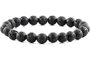 Ouubuuy Bracciale Ametista Perline Pietra Cristallo Naturale Uomo Donna 8mm Elastico Bracciale