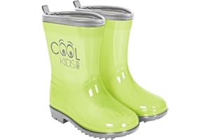 PERLETTI Bottines de Pluie Fille Garçon - Bottes de Pluie Bleu Vert Rose avec Semelle Antidérapante - Chaussures Galoches Coloré avec Détails Réflechissants pour Enfant Cool Kids