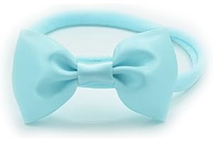 PrettyBoutique Baby Girls Satin Bow Soft Skinny Elastic Nylon Headband Hair Band Accessories