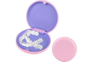 MEUKCEZ Retainer Case with Magnetic Closure, False Teeth Container Orthodontic Dental Denture Box, Silicone Lined Mouth Guard Container, Secure & Hygienic Teeth Aligner Holder, Portable Design (Pink)