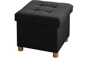 ‎BRIAN & DANY BRIAN & DANY Sitzhocker mit Stauraum und Deckel, Hocker mit Stauraum mit Holzfüßen, 38 x 38 x 38 cm, Schwarz