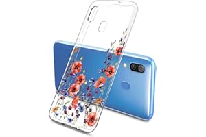 Suhctup Custodia Compatibile per Samsung Galaxy A20E, Ultra Sottile Trasparente Fiori Floral Flower Cassa Morbido TPU Silicone AntiGraffio Antiurto Protettiva Case per Galaxy A20E