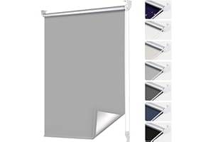 ‎SMARTDEMO smartdemo Verdunklungsrollo ohne Bohren & mit Bohren, Klemmrollo Fensterrollo Grau 45x130cm(BxH), Thermorollo Sichtschutz und Sonnenchutz, Klemmrollo rollos für Fenster & Tür