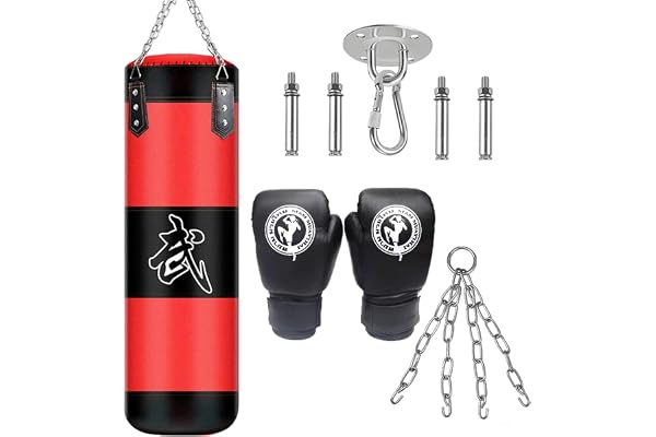 Sac de Frappe Boxe Suspension Kit - Adulte Lourd MMA Punching Muay Thai Arts Martiaux Kickboxing (Non Rempli) Boxe Chaine Punching Bag Sac de Frappe Durable