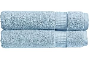 Christy Refresh Blue Bathroom Towels | Set of 2 | Quick Dry | Gentle Pastel Tones | Soft Plush Large Bath Towels | Absorbent Shower Towels | 100% Cotton 550GSM | Faded Denim