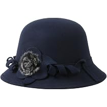 BUDUBIBI Damen Woll-Fedora-Hut - Klassischer Zylinder Mit Blume Und Schleier