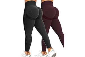 Kuzimua 2-pak sportowych legginsów typu Scrunch Butt, push up, wysoka talia, nieprzejrzyste, bezszwowe, długie legginsy do uprawiania sportu, fitnessu, na siłownię, jogę, na co dzień