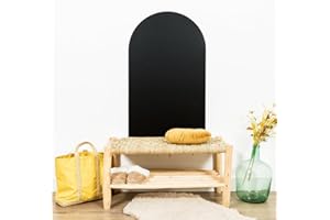 FERFLEX - Kit papier peint magnétique arrondi - Version Adhésif Permanent - Ardoise effacable - Deco murale - 8 aimants argentés inclus - 1mx58cm