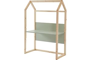 BAÏTA TINY02 Escritorio escalable niño cabaña, Madera de Pino, Verde, L100cm