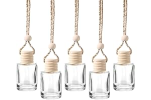 GENERIC 5 Pcs Air Freshener, Bottles,Refillable Perfume Essential Oil Diffuser Empty Glass Car Hanging Diffuser for Car Home Office,5ml