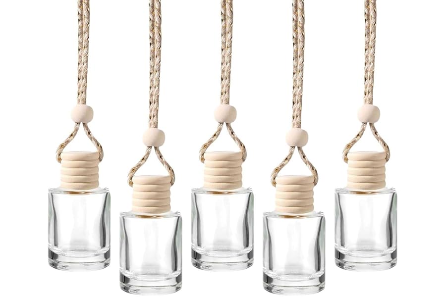 5 Pcs Air Freshener, Bottles,Refillable Perfume Essential Oil Diffuser Empty Glass Car Hanging Diffuser for Car Home Office,5ml