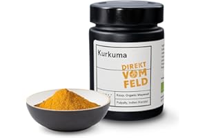 ‎DIREKT VOM FELD Direkt vom Feld® Kurkuma | Die gelbe Wunderknolle | aus Mischkulturen in Wayanad | BIO, gemahlen | 75g Aromaglas (groß)