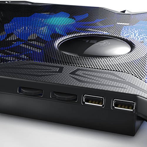 CSL – 15,6 Zoll Notebook Cooling-Pad Silent | Laptop Kühler/ Lüfter / Kühlpad | Silent Cooling System | 2x USB-Port Typ A | robuste Metallgitter Oberfläche - 3