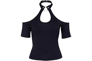 RIOU Damen Gothic Kleidung Oberteil Shirt Schwarz Punk Harajuku Stil Vintage Karneval Fasching Kostüm