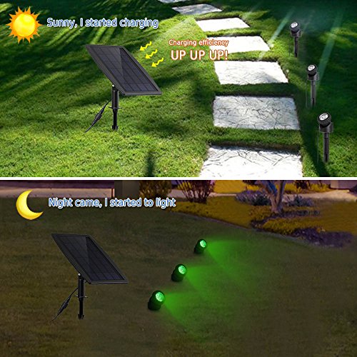 Keynice Solar LED Spot Leuchten mit Dämmerungssensor 3 GRB Spots nach IP68 wasserfest, Solarpanel versorgt und mit automatischer Schaltung für die Dekoration im Garten und andere Anwendungen - 4
