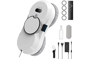 Orabuth Robot Laveur de Vitre avec Détection Intelligente des Bords, 5600Pa Lave-Vitre Automatique à 3 Modes & Télécommande, Robot Nettoyeur Vitre Sécurisé avec 10 Chiffons pour Surfaces Lisses