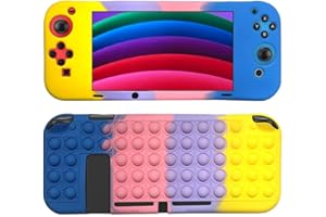 SDTEK Custodia per Nintendo Switch, Bubble Pop Case Cover Silicone Fidget (Arcobaleno)