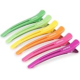 AIMIKE 6 Pieces Professional Hair Clips with Silicone Band Duckbill Salon Styling Women Neon