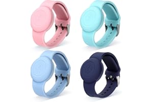 NQEUEPN 4pcs Kids Wristband for Airtag, Waterproof Soft Silicone Bracelet Compatible with Apple Air Tag Adjustable Watch Band Kids for GPS Tracking Tagging (4 Colors)