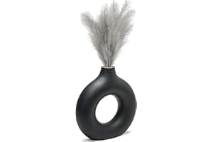 CEMABT decoración Moderna para el hogar, jarrón Hecho a Mano, Flores secas de cerámica Blanca, Adornos artesanales para Oficina, decoración del hogar, Juego de jarrones (L, Negro)