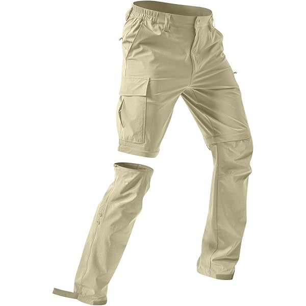 Rrongwn Pantalon Randonnée Homme - Cargo Respirant Coupe-Vent - 6 Poches - Taille Basse